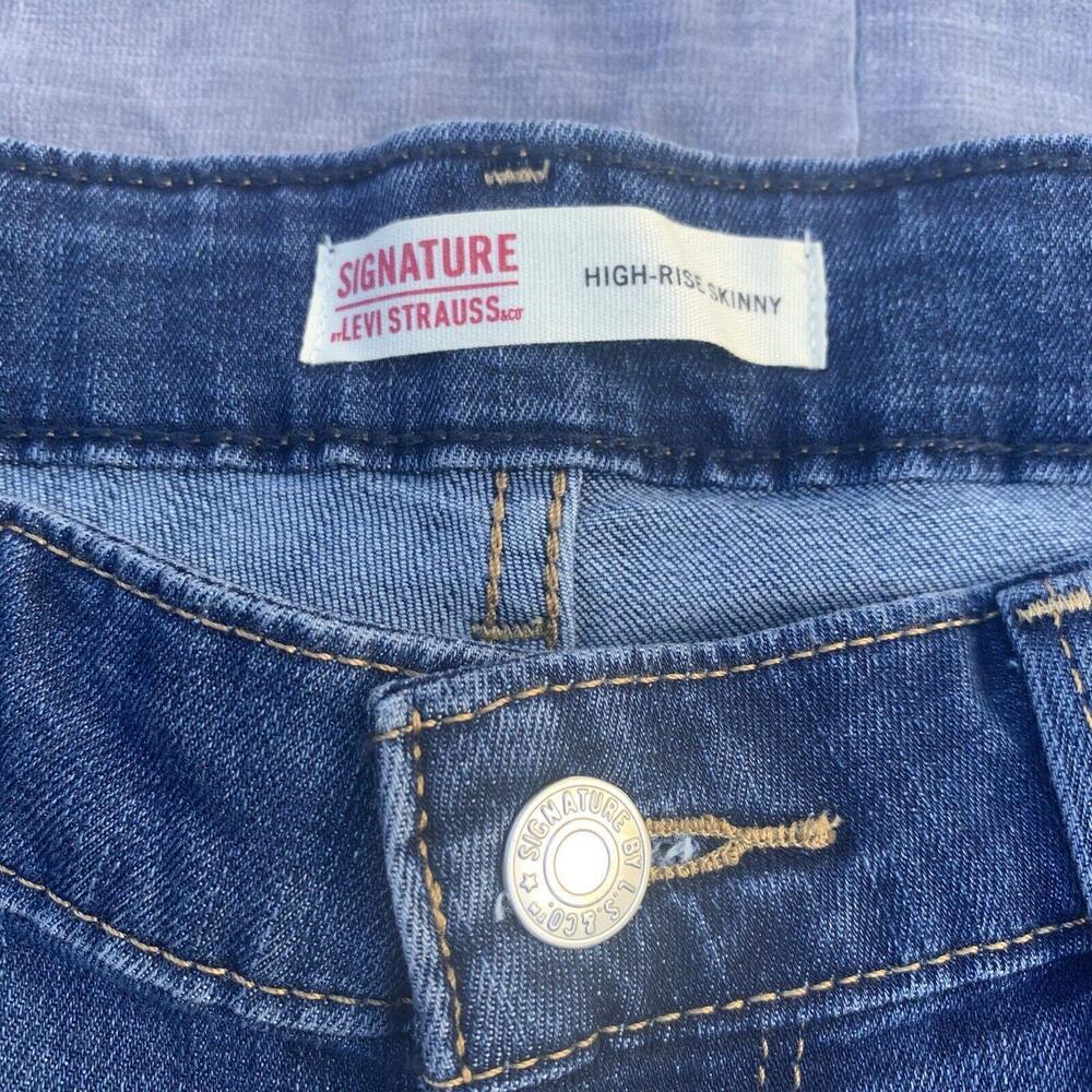 Levi Strauss Mens Signature Dark Wash Blue Jeans High Rise Skinny 32x28 READ​ - Picture 3 of 11